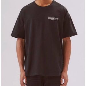 Black Fear of God Essentials Boxy Logo Tee
